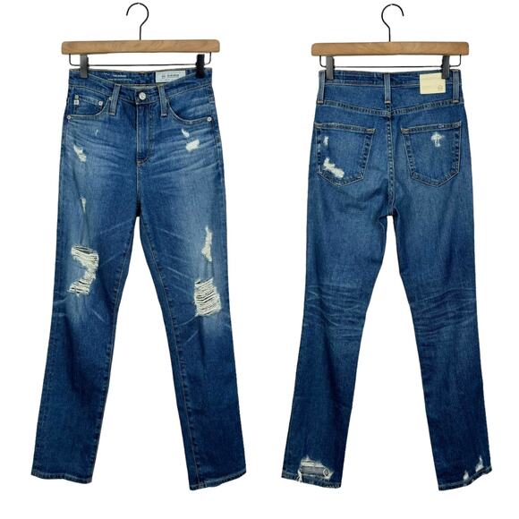 Adriano Goldschmied The Phoebe Distressed Vintage High Waist Tapered Leg Jeans - Picture 1 of 8